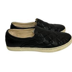 UGG Fierce Deco Quilted Shoes Women's 12 Black Leather Slip On Casual Sneakers